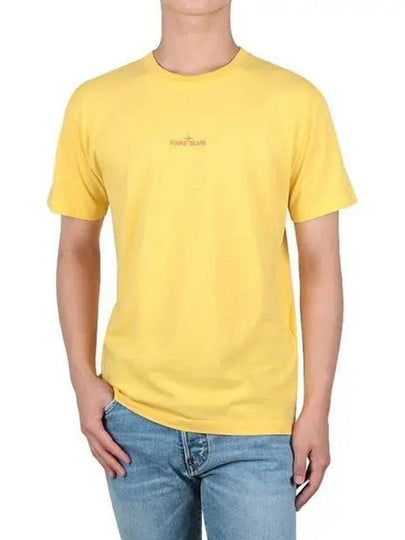 Tricromia Three Print Cotton Jersey T-Shirt Yellow - STONE ISLAND - BALAAN 2