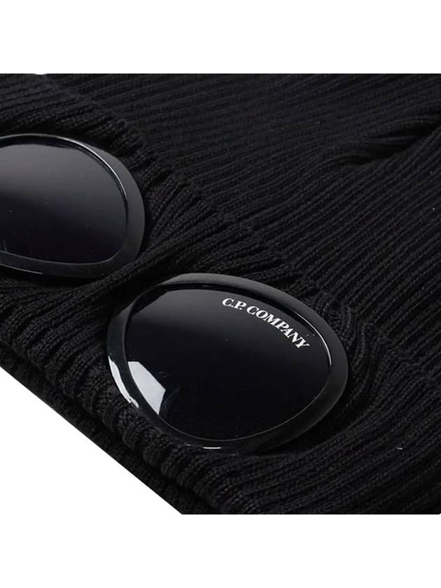 Goggle Detail Ribbed Beanie Black - CP COMPANY - BALAAN 5