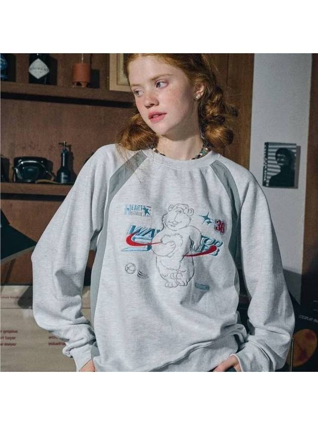 Shooting Bear Raglan Sweatshirt Melange White - CPGN STUDIO - BALAAN 1