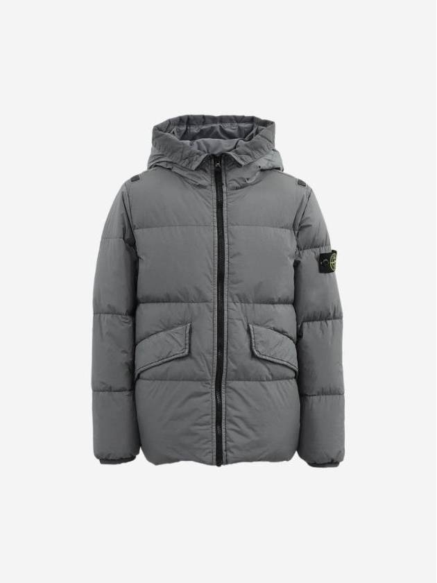 Kids Garment Dyed Crinkle Reps Recycled Nylon Down Padding Pewter Grey - STONE ISLAND - BALAAN 1