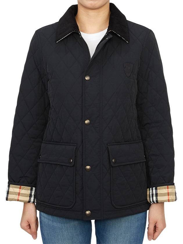 Corduroy Collar Quilted Jacket Black - BURBERRY - BALAAN 4