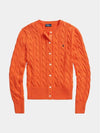 Women's Embroidered Logo Pony Cable Cardigan Orange - POLO RALPH LAUREN - BALAAN 2