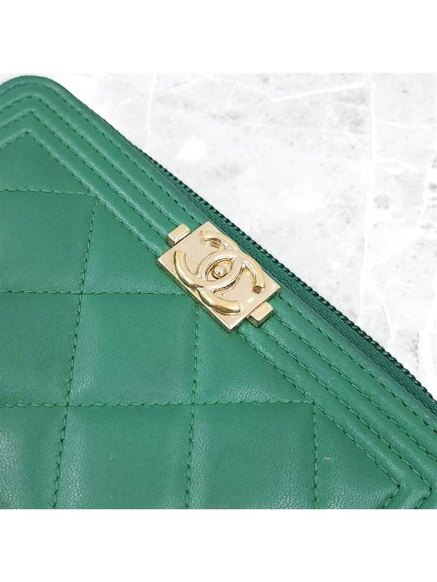 Lux You Green gold logo boy zipper card wallet - CHANEL - BALAAN 4