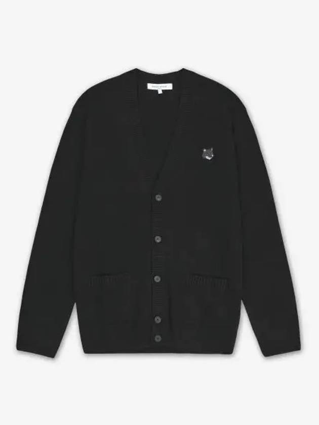 Bold Fox Head Patch Regular Lambswool Cardigan Black - MAISON KITSUNE - BALAAN 2