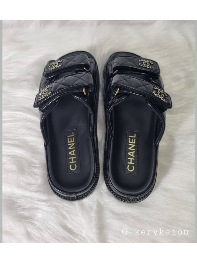 CC Logo Velcro Sandals Black - CHANEL - BALAAN 10