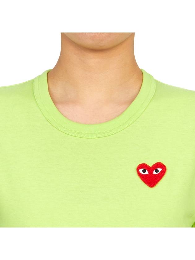 Women Heart Patch Short Sleeve T Shirt P1 T271 2 Lime - COMME DES GARCONS PLAY - BALAAN 6