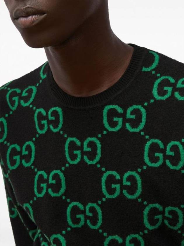 GG Wool Jacquard Knit Top Black Green - GUCCI - BALAAN 6