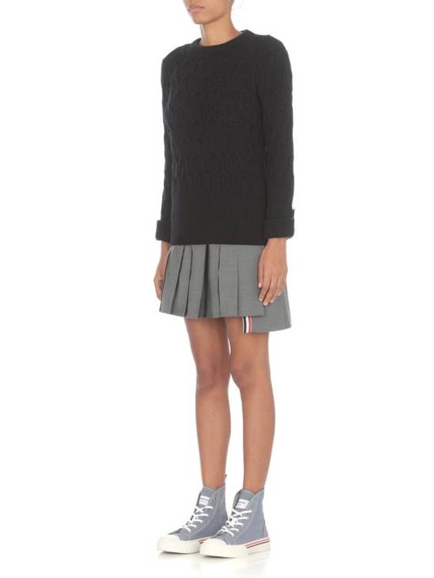 4 Bar Plain Weave Mini Pleated Skirt Grey - THOM BROWNE - BALAAN 3