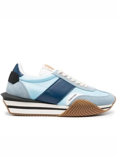 James Suede Lycra Low Top Sneakers Light Blue Cream - TOM FORD - BALAAN 2