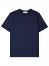 Embroidered Logo Cotton Short Sleeve T-Shirt Navy - TORY BURCH - BALAAN 2