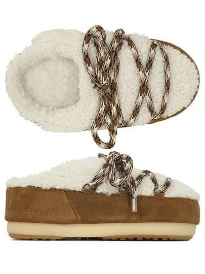 Faux Shearling Lace Up Mule White Brown - MOON BOOT - BALAAN 2