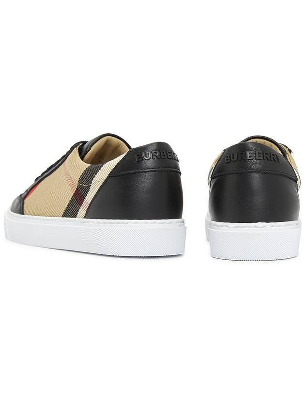 House Check Panel Leather Low Top Sneakers Black - BURBERRY - BALAAN 7