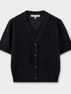 Linen layered crop cardigan black - NOIRER FOR WOMEN - BALAAN 8