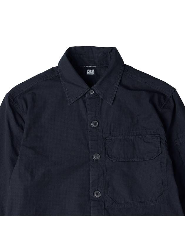 Lens Wappen Ripstop Shirt Zip Up Jacket Navy - CP COMPANY - BALAAN 4