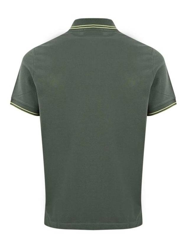 Stretch Cotton Pique Short Sleeve Polo Shirt Dark Green - STONE ISLAND - BALAAN 3