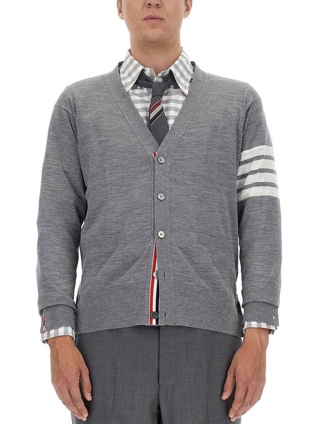 Men's Sustainable Classic Diagonal Wool Cardigan Pale Grey - THOM BROWNE - BALAAN 2