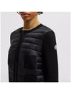 Women's Padded Wool Zip-Up Cardigan Black - MONCLER - BALAAN 4