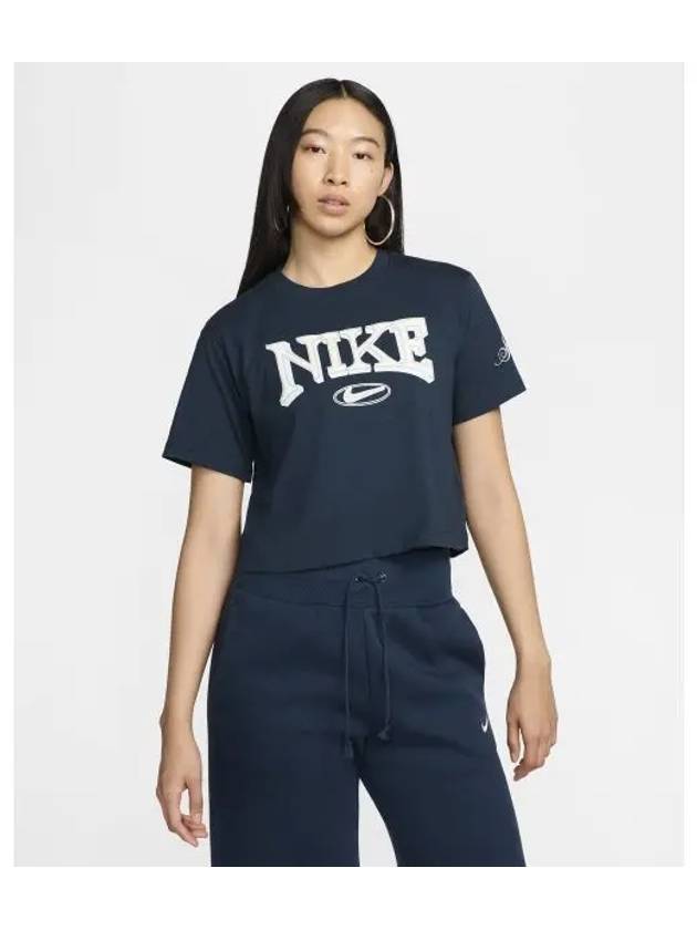 Sportswear Loose Crop Short Sleeve T-Shirt Armory Navy - NIKE - BALAAN 2