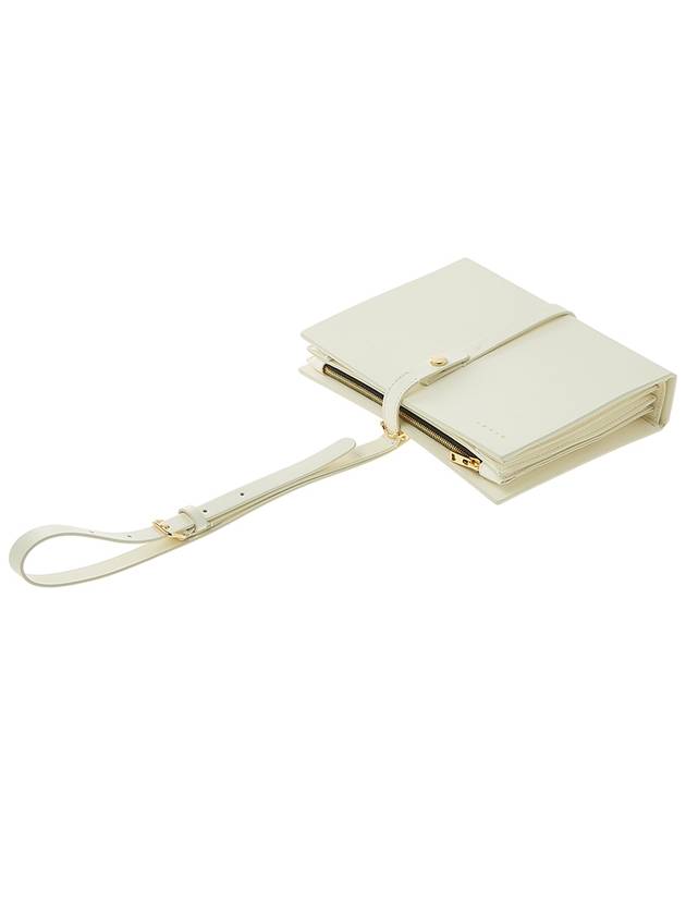 Small Book Logo Detail Leather Clutch Bag White - MARNI - BALAAN 5