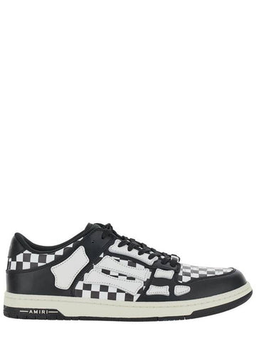 'Skel Top Low' Black And White Bi-Color Sneakers With Skeleton Patch With Check Motif In Leather Man - AMIRI - BALAAN 1