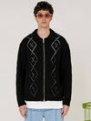 Argyle Zipper Knit Cardigan Black - UNALLOYED - BALAAN 1