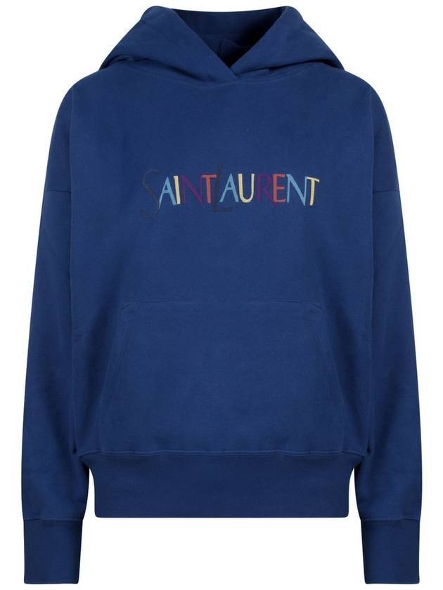 Women's Logo Hoodie Blue - SAINT LAURENT - BALAAN 1