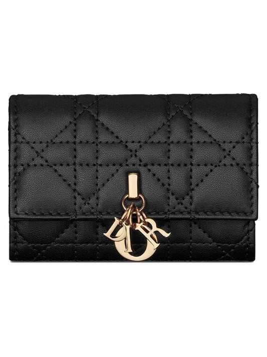 XS Lady Cannage Lambskin Half Wallet Black - DIOR - BALAAN 2