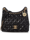 Shiny Calfskin Hobo Bag Medium Black Cross Bag AS4322 - CHANEL - BALAAN 4