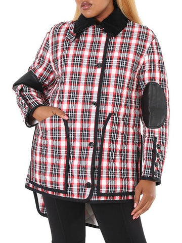 Burberry Bright Red Check Diamond Quilted Tartan Oversized Barn Jacket, Brand Size 2 (US Size 0) - BURBERRY - BALAAN 1