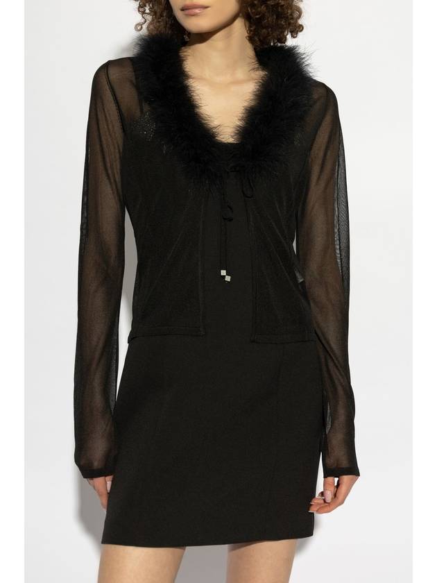 Blumarine Cardigan With Fur, Women's, Black - BLUMARINE - BALAAN 3