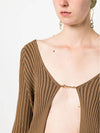 La Maille Pralu Longue Micro Charm Logo Cardigan Brown - JACQUEMUS - BALAAN 5