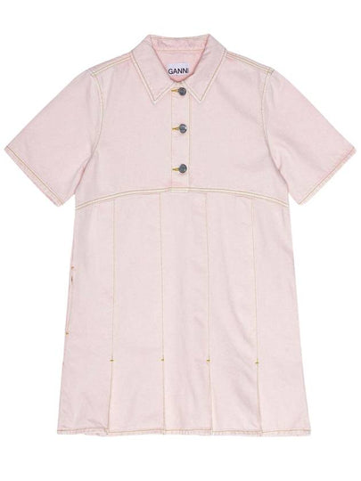 pink denim mini dress - GANNI - BALAAN 2