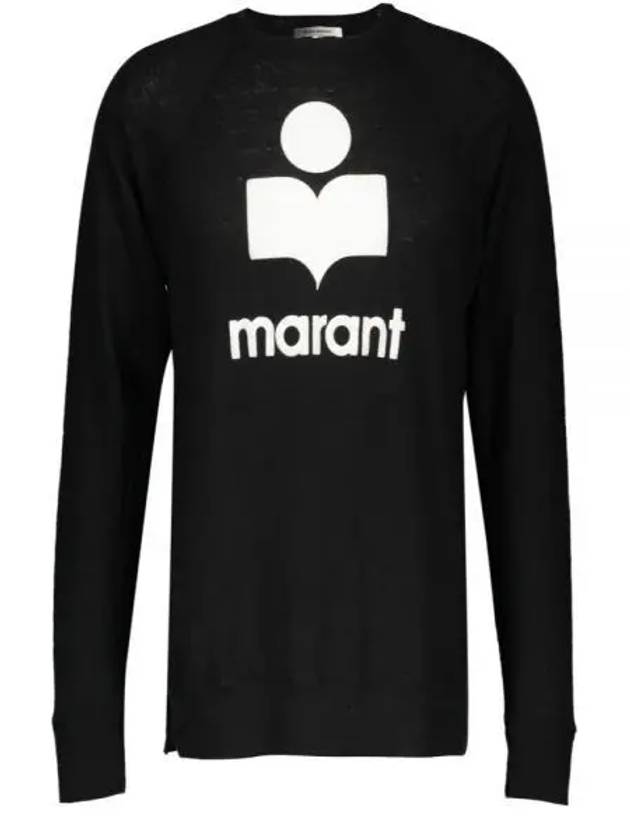 Kieffer Logo Print Linen Long Sleeve T-Shirt Black - ISABEL MARANT - BALAAN 2