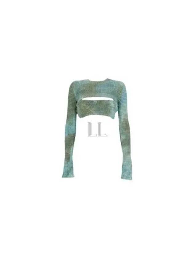 Double Tie-Dye Cut-Out Long Sleeve T-Shirt Blue - OFF WHITE - BALAAN 2