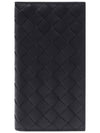 Intrecciato Leather Slim Long Wallet Black - BOTTEGA VENETA - BALAAN 1