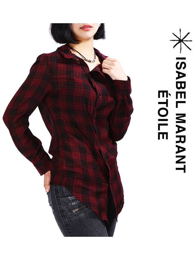 Women's Check Long Sleeve Shirt Red - ISABEL MARANT - BALAAN 2