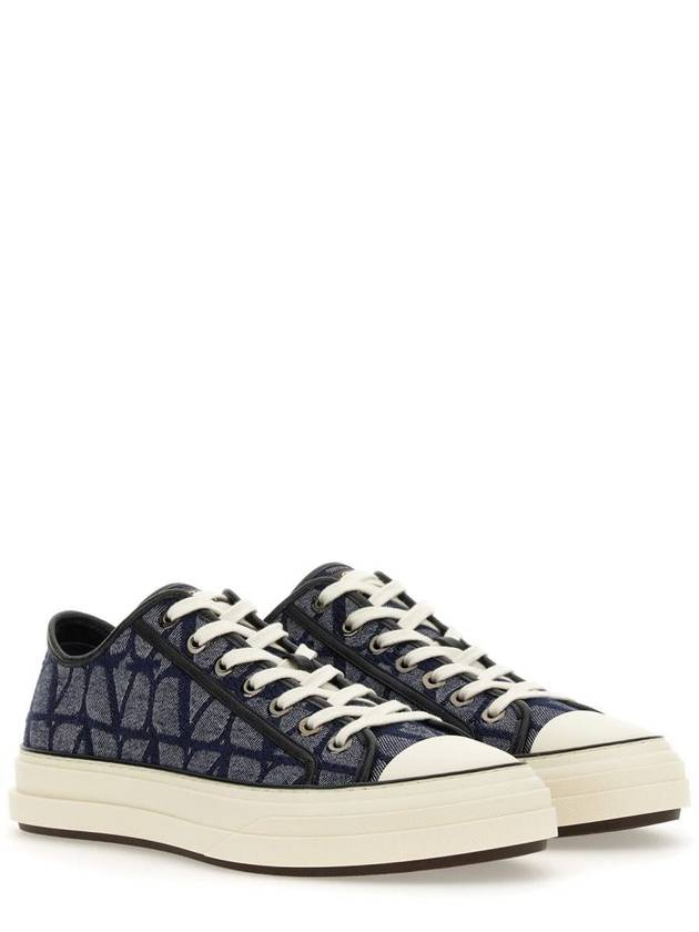 Totalloop Effect Low Top Sneakers Denim Blue - VALENTINO - BALAAN 3