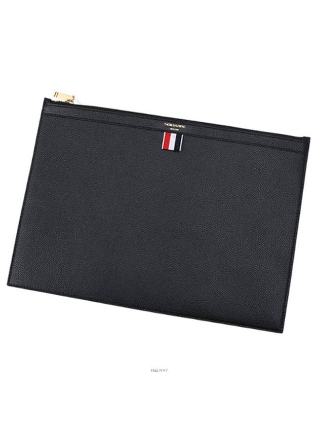 Pebble Leather Clutch Bag Black - THOM BROWNE - BALAAN 2