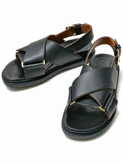 Fussbet Leather Sandals Black - MARNI - BALAAN 2