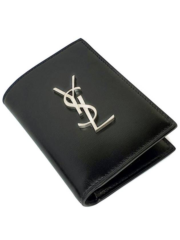 Men's Silver Monogram Fold Half Wallet Black - SAINT LAURENT - BALAAN 4