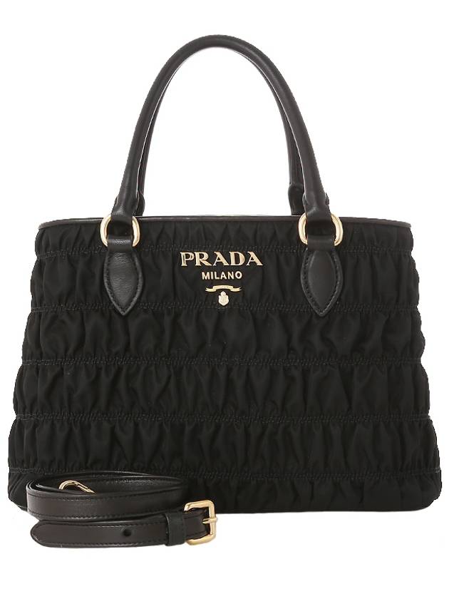 Goffre Fabric Tote Bag Black - PRADA - BALAAN.