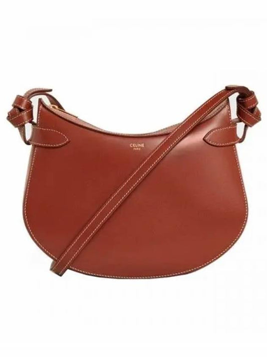 Shiny Calfkin Francais Noeuds Besace Shoulder Bag Brown - CELINE - BALAAN 2