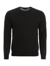 Men's Superfine Wool Crew Neck Knitted Sweater Navy - PRADA - BALAAN 1