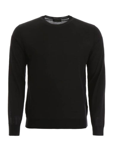 Men's Superfine Wool Crew Neck Knitted Sweater Navy - PRADA - BALAAN 1