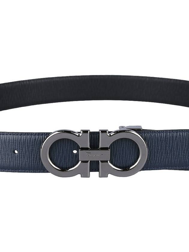 Reversible Gancini Leather Belt Black Navy - SALVATORE FERRAGAMO - BALAAN 4