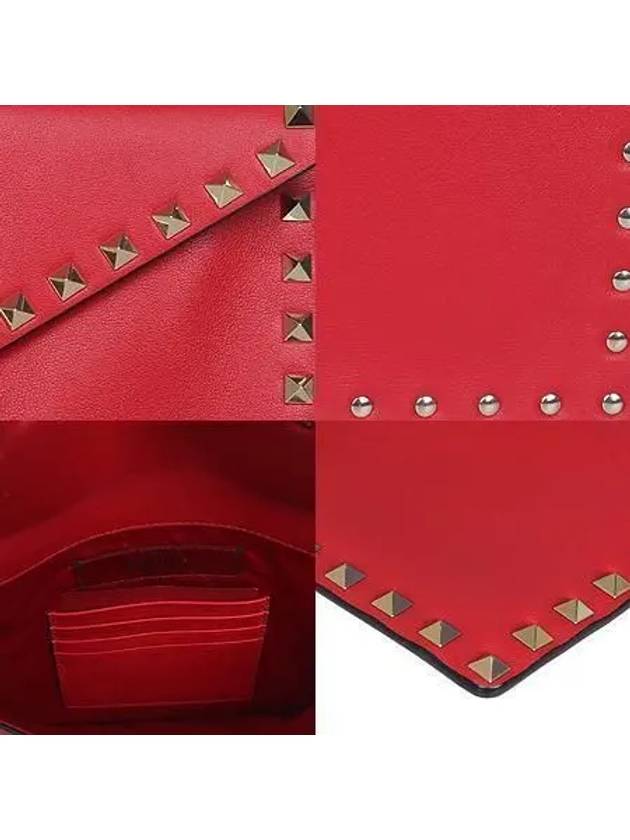 SW2P0P56VSH Red Color Leather Rockstud Envelope Pouch and Clutch - VALENTINO - BALAAN 5