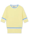 Golfwear Scheme Round Ribbed Knit Short Sleeve T-Shirt Yellow Blue - ONOFF - BALAAN 1