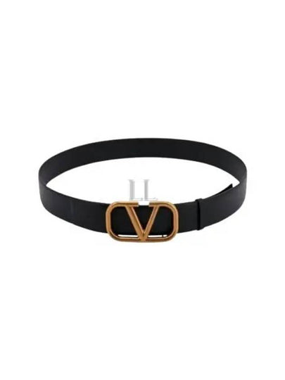 V Logo Buckle Leather Belt Brown - VALENTINO - BALAAN 2