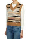 Striped Soft Wool Knit Vest Brown - GANNI - BALAAN 5