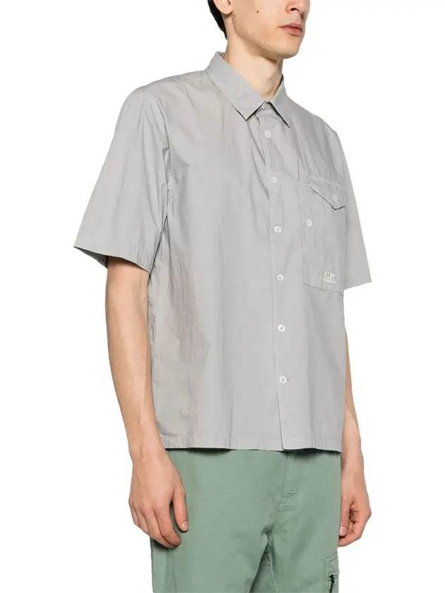 Cotton Popeline Short Sleeve Shirt Grey - CP COMPANY - BALAAN 4